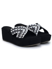 صندل أنيق مفتوح من الخلف بكعب إسفيني 3 بوصات