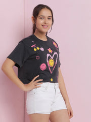 بلوزة قصيرة قطنية للبنات