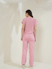 Women's Pink Self Design Co-Ord Set