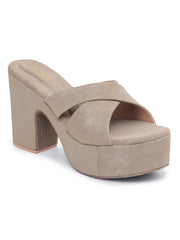 Casual Fashion Sandals Open Back Block Heels