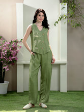 Embroidered V-Neck Waistcoat With Trousers Co-Ords