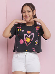 بلوزة قصيرة قطنية للبنات