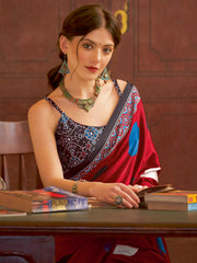 Women's Crepe Printed Designer Saree With Blouse Piece