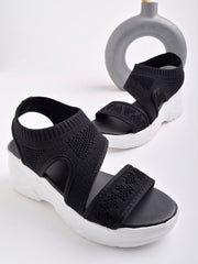 Shoetopia - Smart Casual Black Sandals For Women & Girls