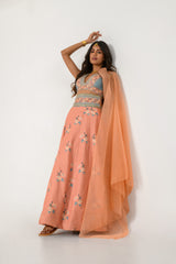Scarlet Orange Kali Lehenga Set
