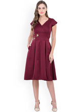 Women Burgundy Fit & Flare Dress