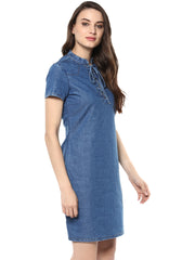Women's Denim Lace Up Dress