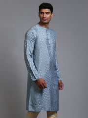 Vastramay - Men's Grey Silk Blend Kurta