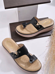 Shoetopia - Comfortable Casual Black Platforms Heels For Women & Girls