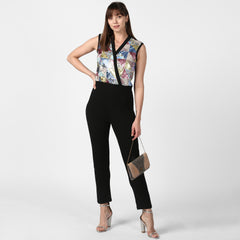 Women's Black and Multi-coloured Sequin Jumpsuit
