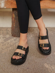 صندل كاجوال أنيق بكعب مسطح مفتوح من الخلف