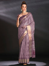 Women's Art Silk Mauve Printed Designer Saree With Blouse Piece