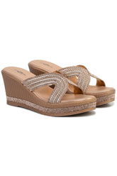 Pink Casual Wedge Open Back 3 inches Wedge Heels