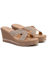 Pink Casual Wedge Open Back 3 inches Wedge Heels