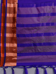 Women's Aura Silk Blue WovenDesign DesignerSaree With Blouse Piece