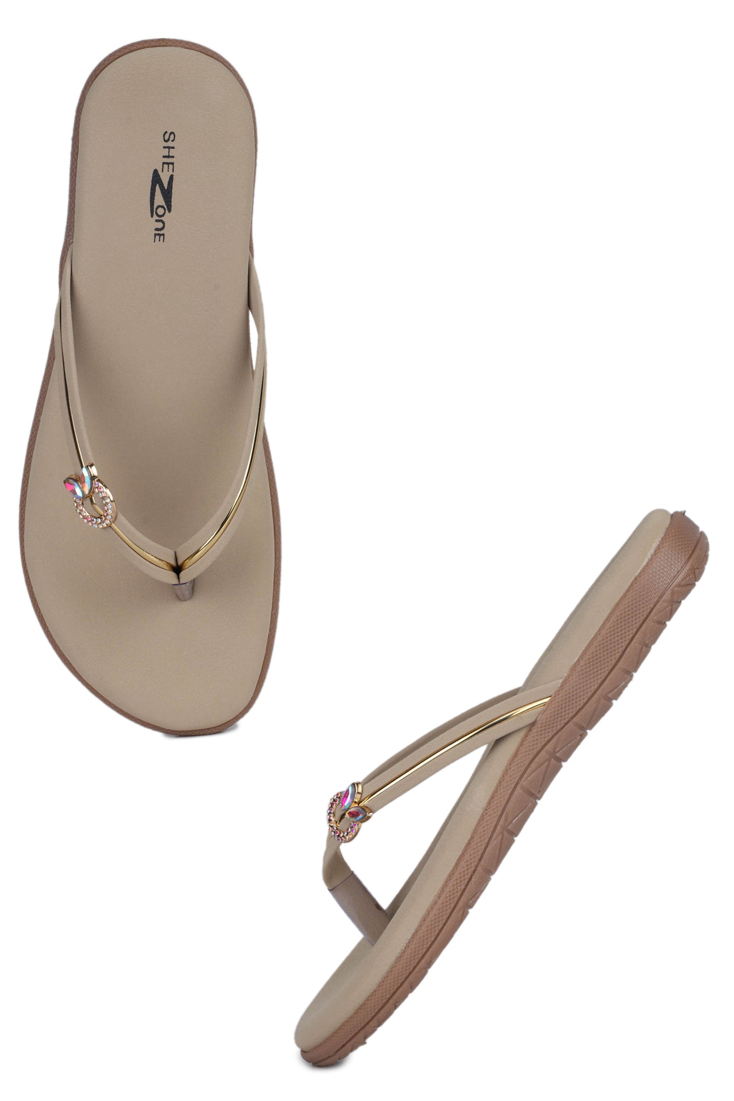Casual Beige One Toe Flats Round Toe Slip-On Flats