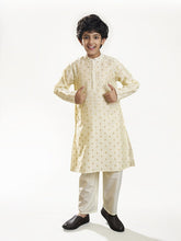 Boys off white modal booti kurta with pajama