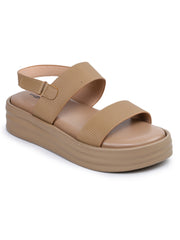 صنادل كاجوال أنيقة بكعب مسطح وحزام خلفي