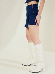 Women's Navy Blue Denim Skorts