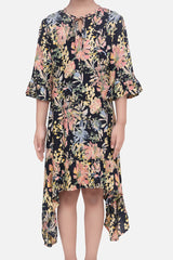 Gils Floral Dress with Asymmetric Hemline