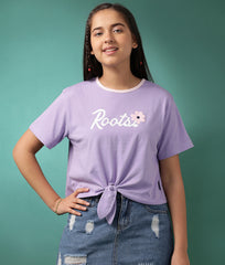 بلوزة قصيرة قطنية للبنات