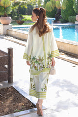 Ivory and Lime Green Tropical Co-Ord Set - Fresh & Breezy