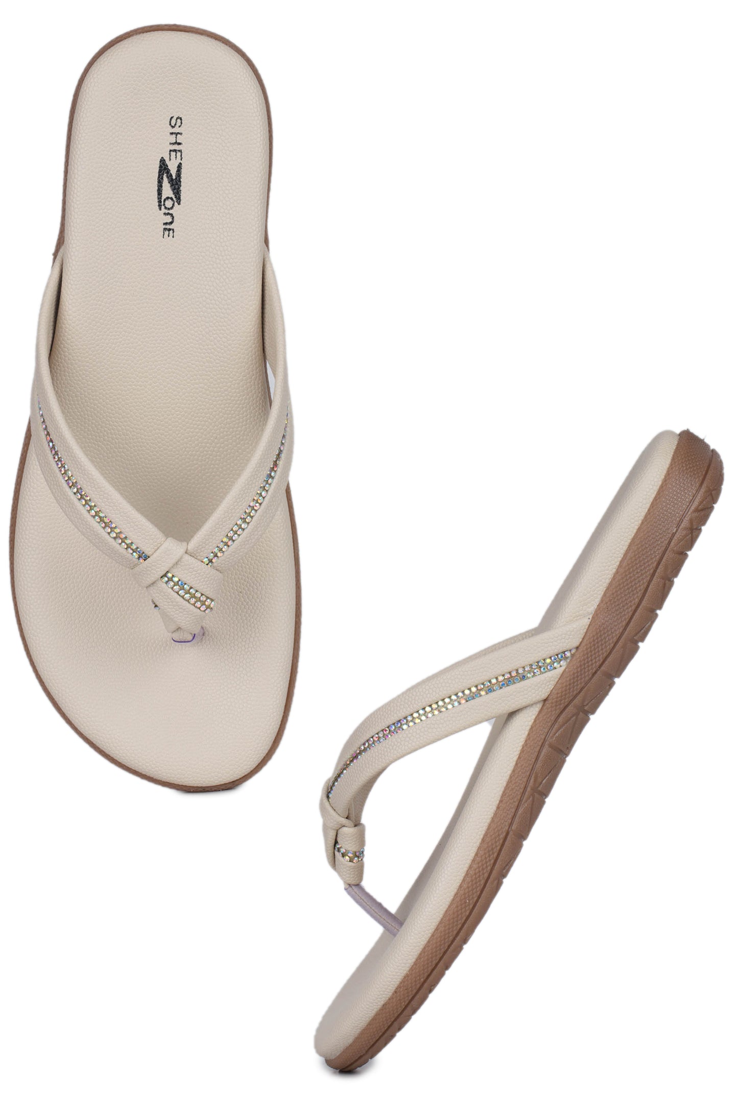 Casual Cream One Toe Flats Round Toe Slip-On Flats