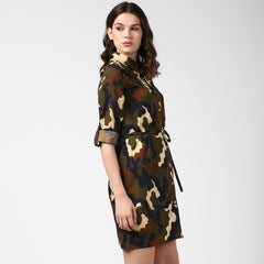Women's Camouflage Print Shirt Dress