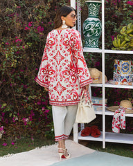 Ethnic Floral Print red and white co ord set
