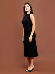 Women's Solid Bodycon Midi Dress