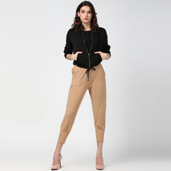 Women's Beige elasticated waistband and hemline stylised Pants