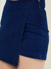 Women's Navy Blue Denim Skorts