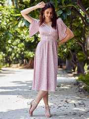 Peach-Coloured Midi Dress