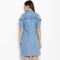Women's Denim Cold Shoulder Dress
