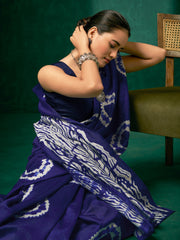 ساري نسائي من حرير بهجالبوري مطبوع باللون الأرجواني مع قطعة بلوزة