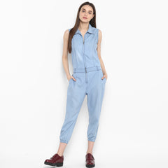 Women's Denim Ice Blue Wash Jumpsuit