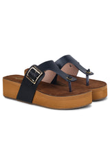 صندل كاجوال أنيق بكعب إسفيني بارتفاع 2 بوصة، مفتوح من الخلف، مقدمة دائرية