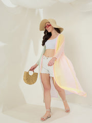 شال نسائي طويل متعدد الألوان متدرج الألوان