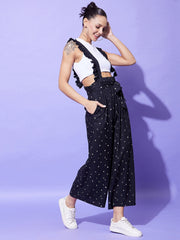 Women's Black Heart Print Pinafore Jumpsuits (T Shirt not included)