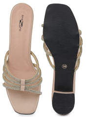 أحذية مول عصرية كاجوال بكعب عريض مفتوح من الخلف بارتفاع بوصة واحدة ومقدمة مستديرة