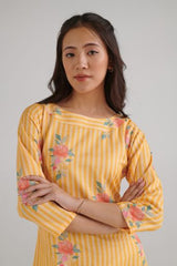 Amber Yellow Striped Dhoti Jumpsuit