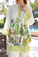 Ivory and Lime Green Tropical Co-Ord Set - Fresh & Breezy