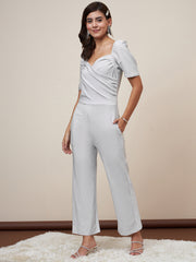 Women's Silver Pleated Jumpsuit