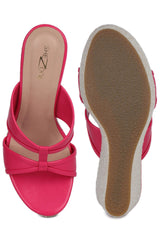 Casual Fashion Mules 5 Inches Wedge Open Back Round Toe Heels