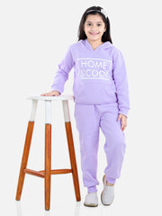 Girls Lavender Home S'Cool Printed Hooded Track Suit Set