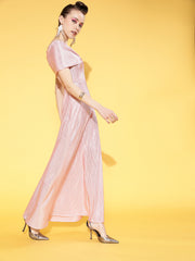 Women Bright Pink Solid Pleated Form Dress