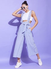 Women's Blue & White Stripe Pinafore Dungaree (T Shirt not included)