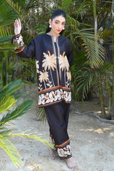 Midnight Oasis Contemporary Black Plam Tree Printed Co-Ord Set