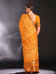 Women's Art Silk Yellow Printed Designer Saree With Blouse Piece