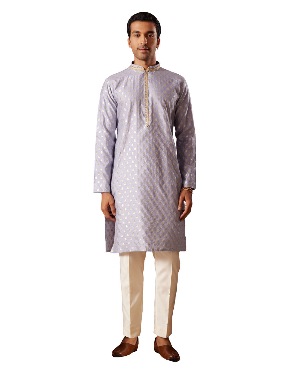 Vastramay - Men's Aqua Silk Blend Kurta Only